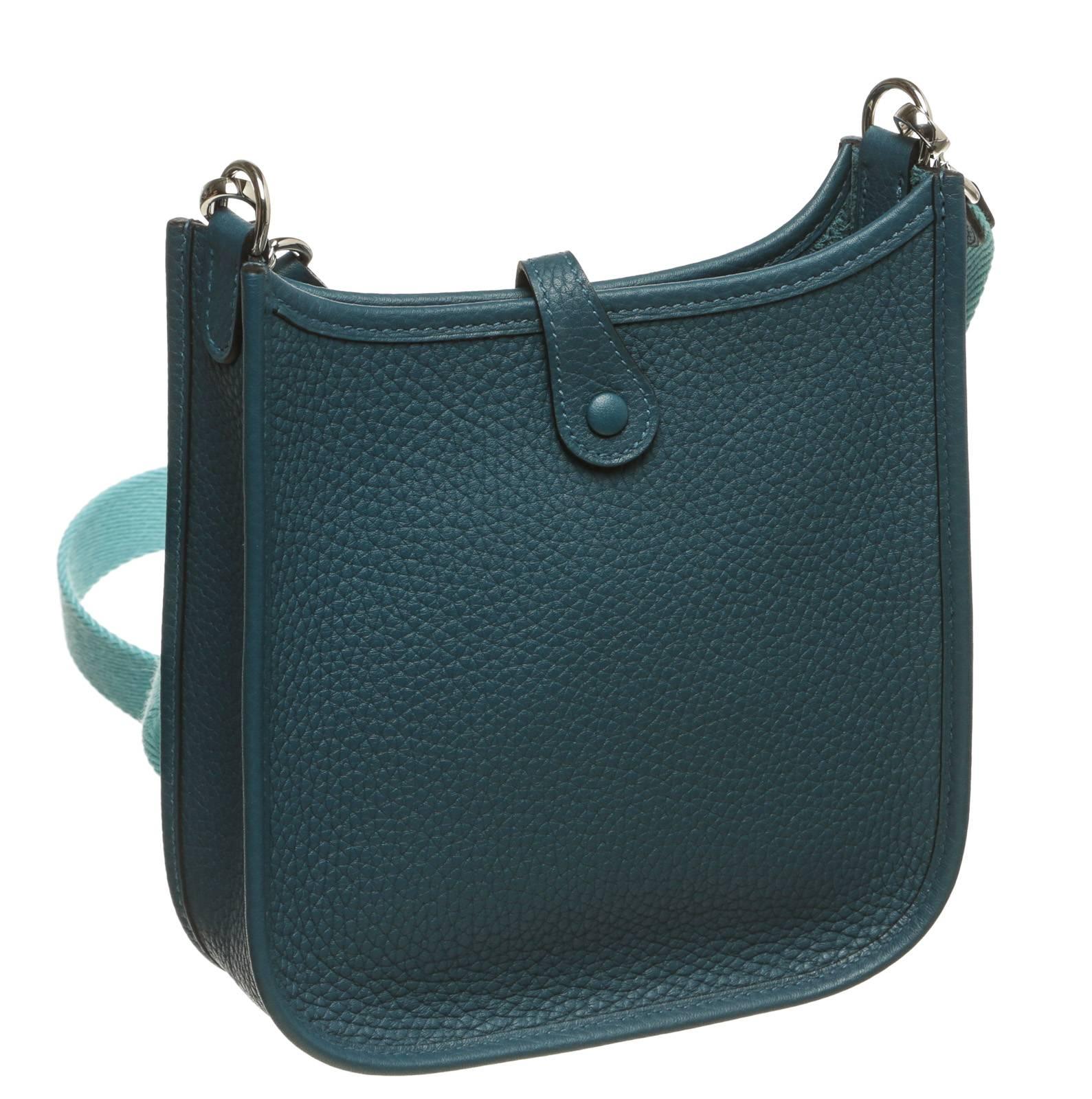 Hermes Blue Togo Leather Evelyne TPM Handbag 1