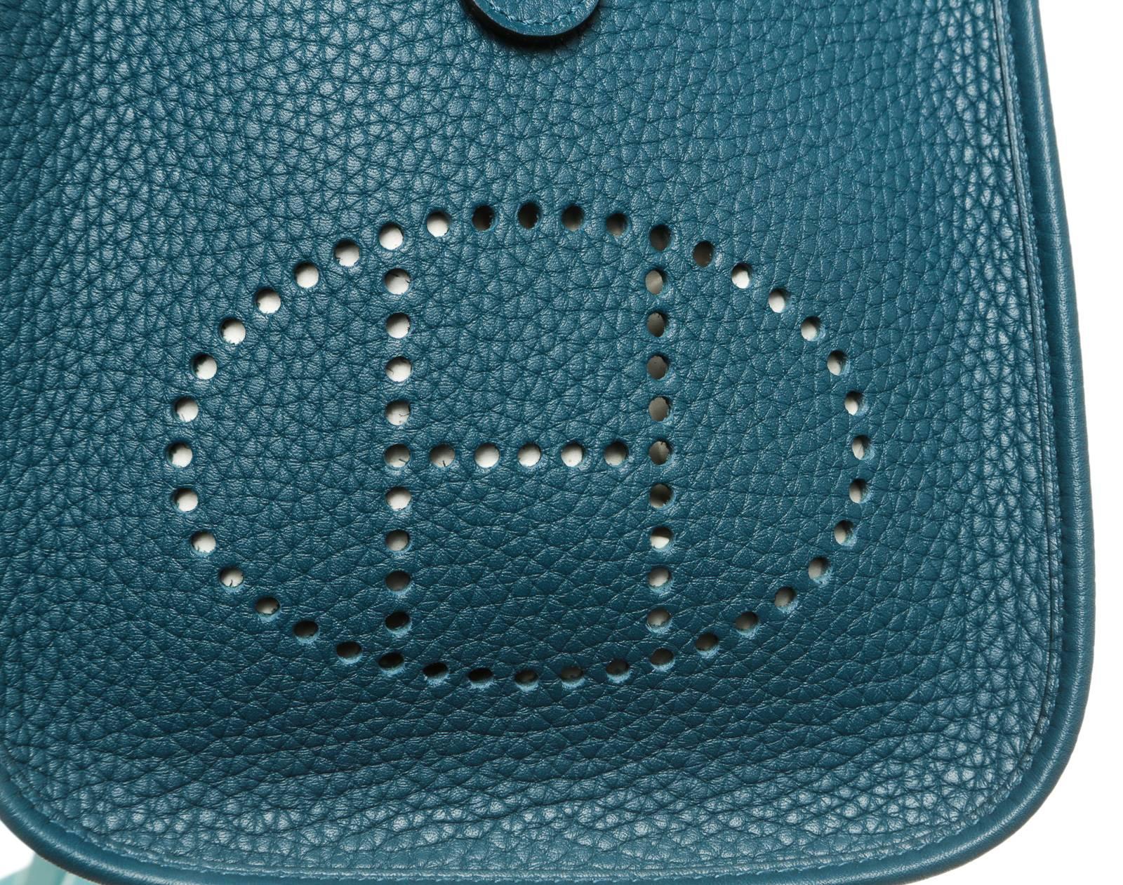 Hermes Blue Togo Leather Evelyne TPM Handbag 4