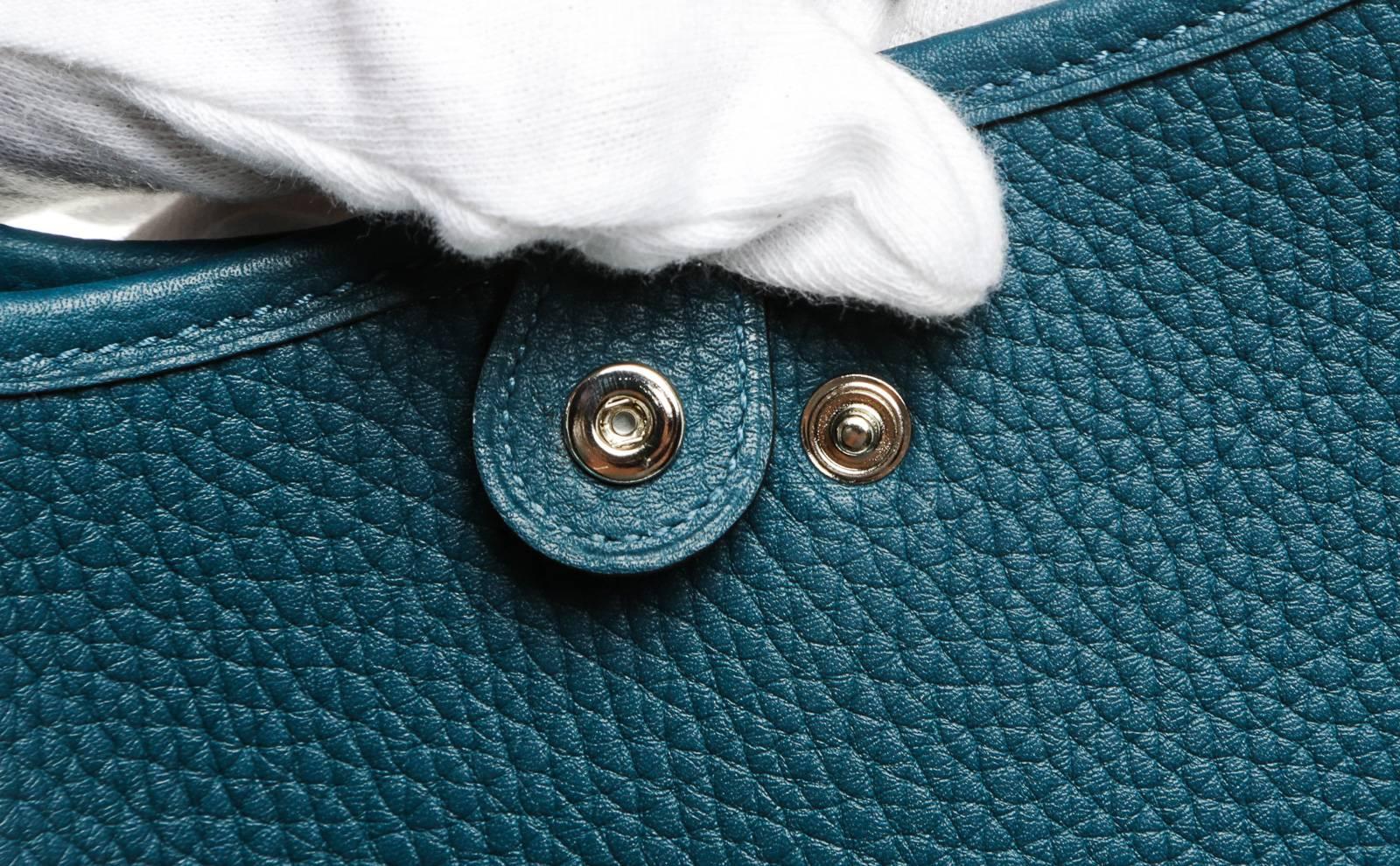 Hermes Blue Togo Leather Evelyne TPM Handbag 3