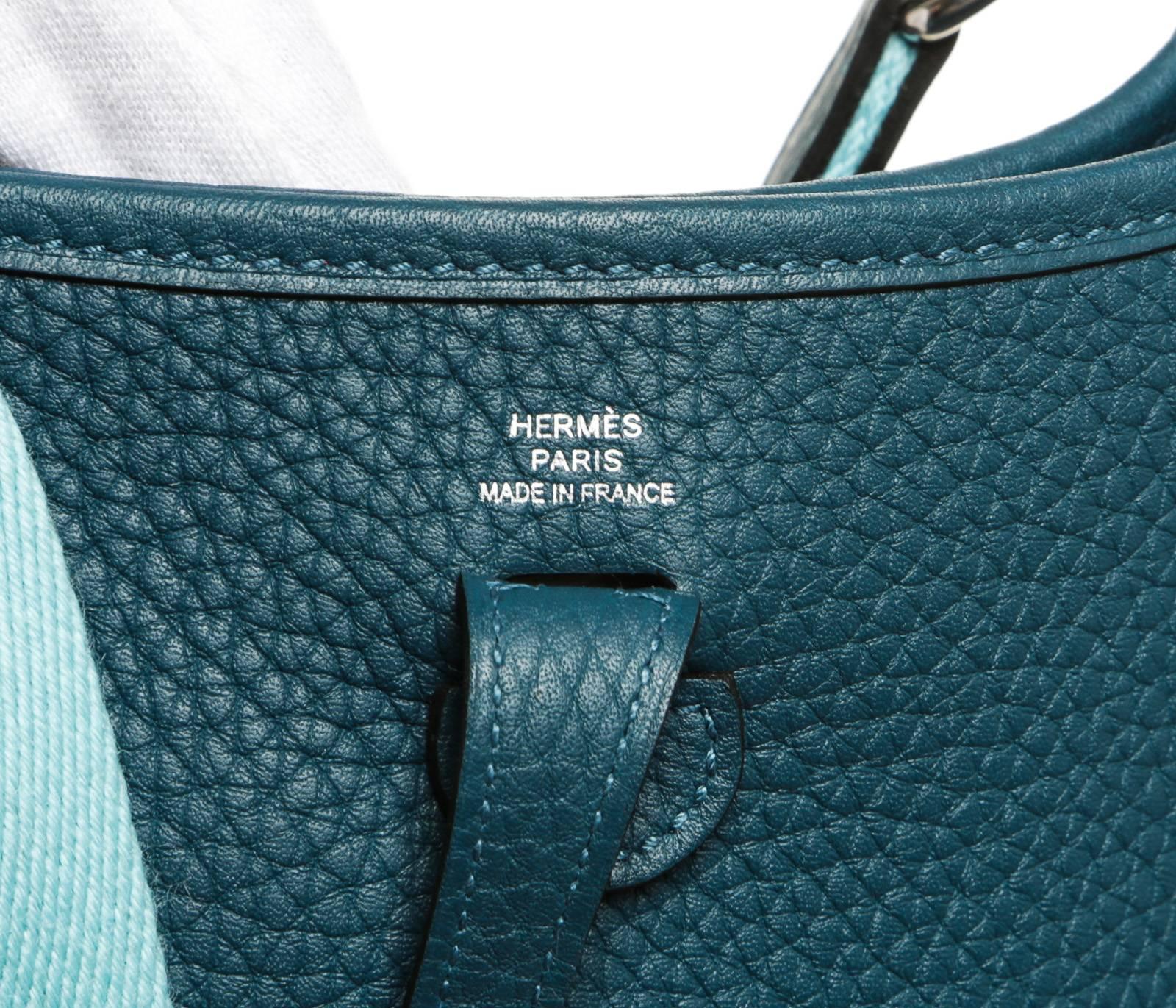 Hermes Blue Togo Leather Evelyne TPM Handbag 5