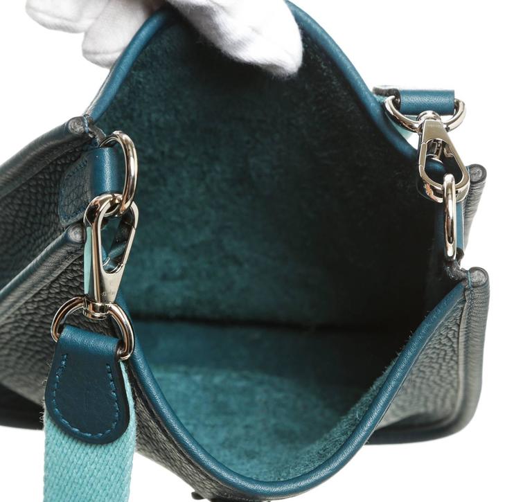 Hermes Blue Togo Leather Evelyne TPM Handbag at 1stDibs