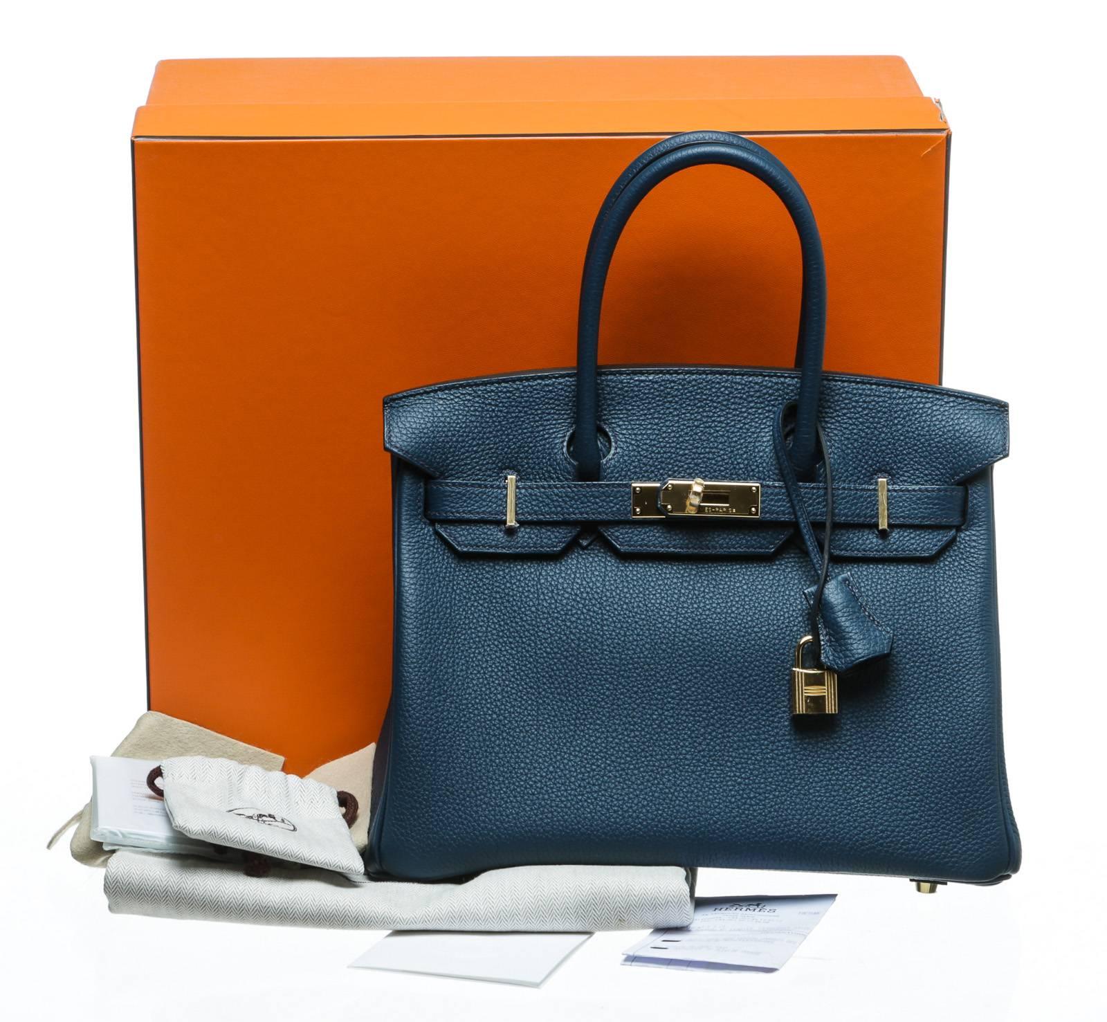 Hermes Bleu Prusse Togo Leather 30cm Birkin Handbag GHW at 1stDibs