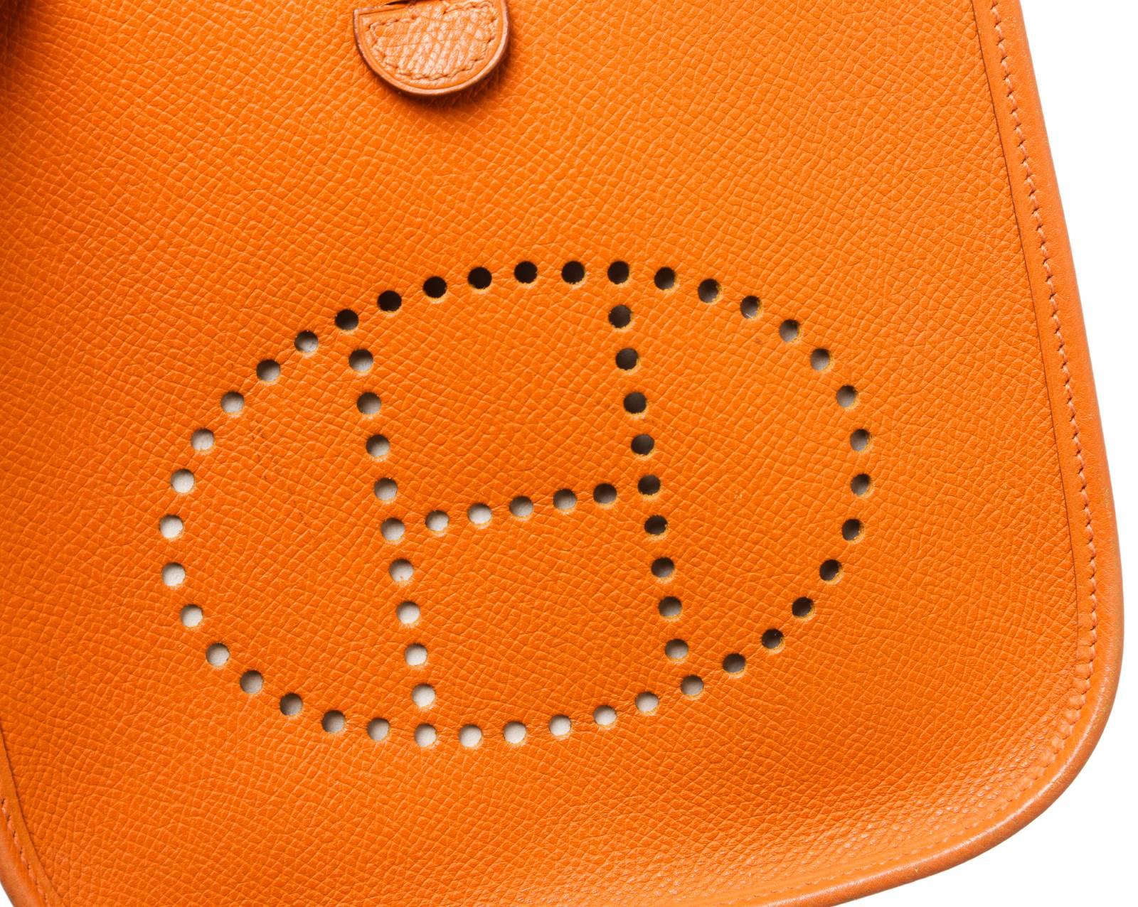  Hermes Orange Epsom Leather Evelyne TPM Handbag 3