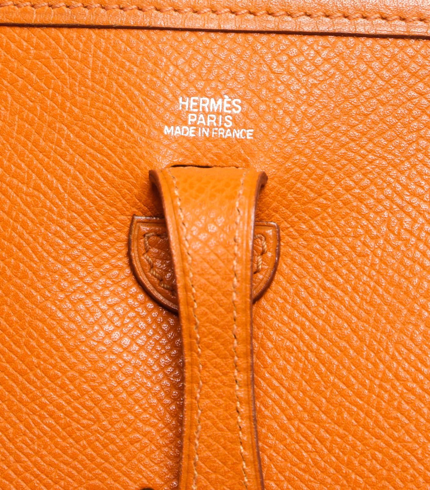  Hermes Orange Epsom Leather Evelyne TPM Handbag 2