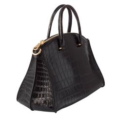 VBH Trevi 36cm Millenium Black Crocodile Top Handle Bag