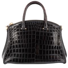 VBH Trevi 36cm Millenium Black Crocodile Top Handle Bag