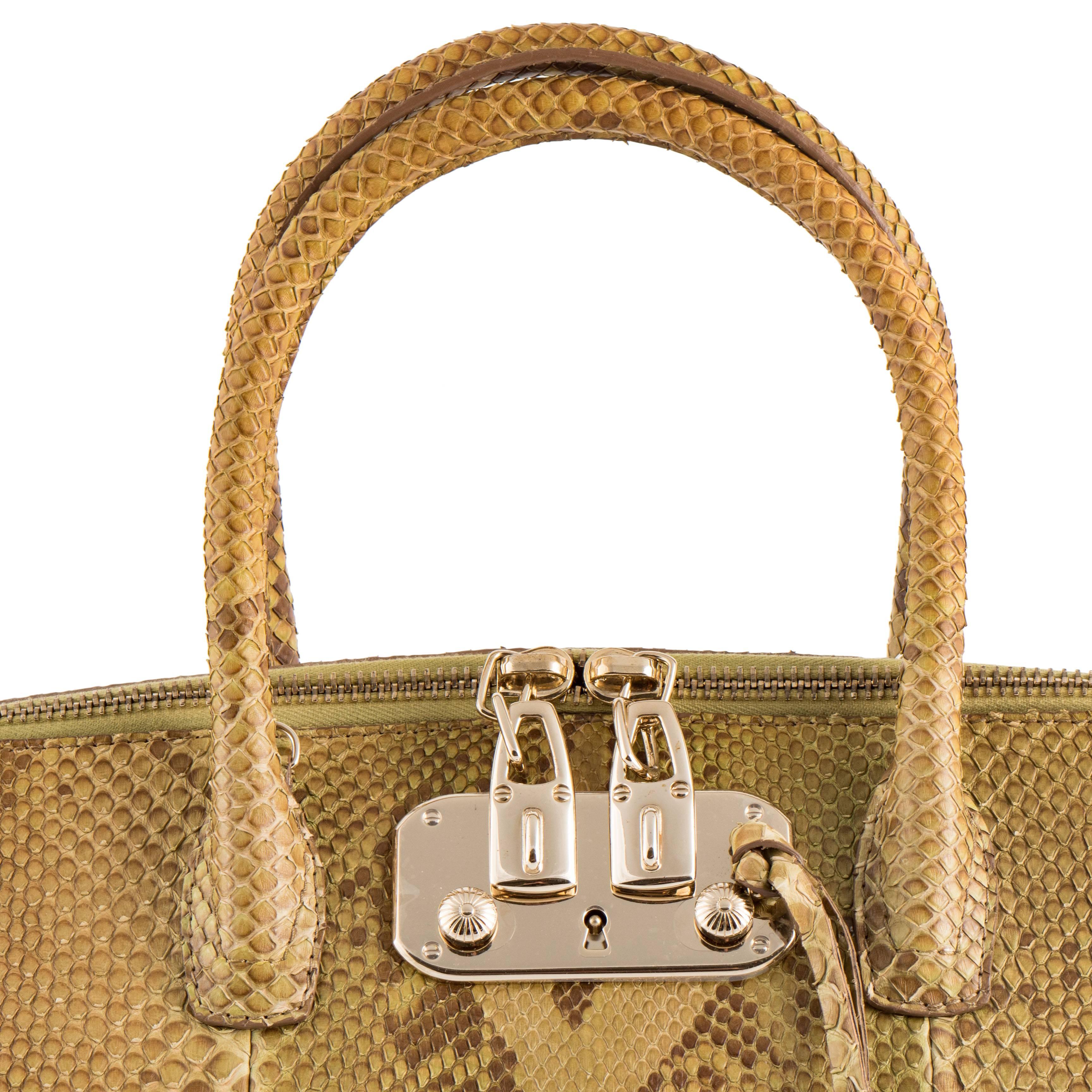 Women's VBH Brera 34cm Natural Matte Cedro Python Top Handle Tote For Sale