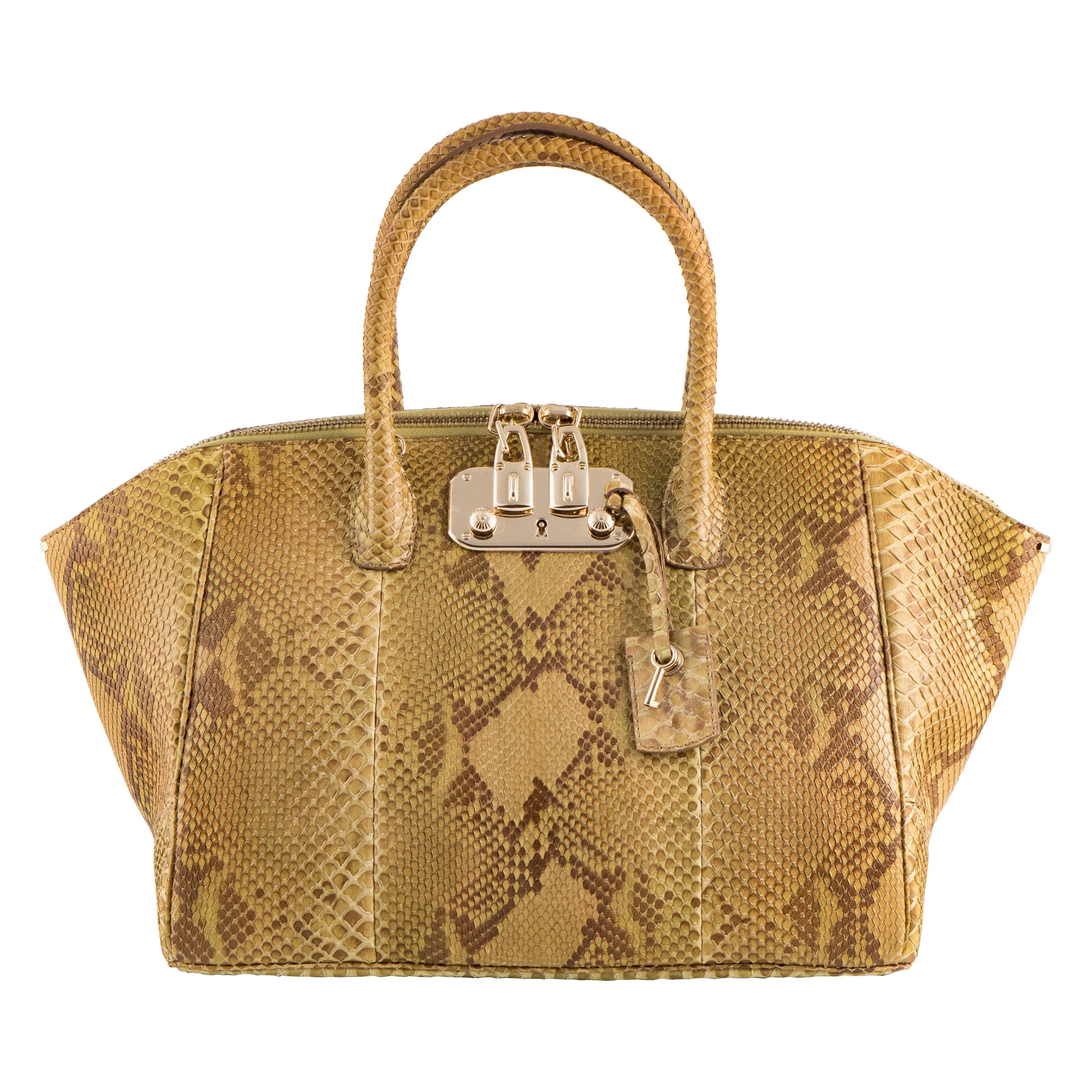 VBH Brera 34cm Natural Matte Cedro Python Top Handle Tote For Sale