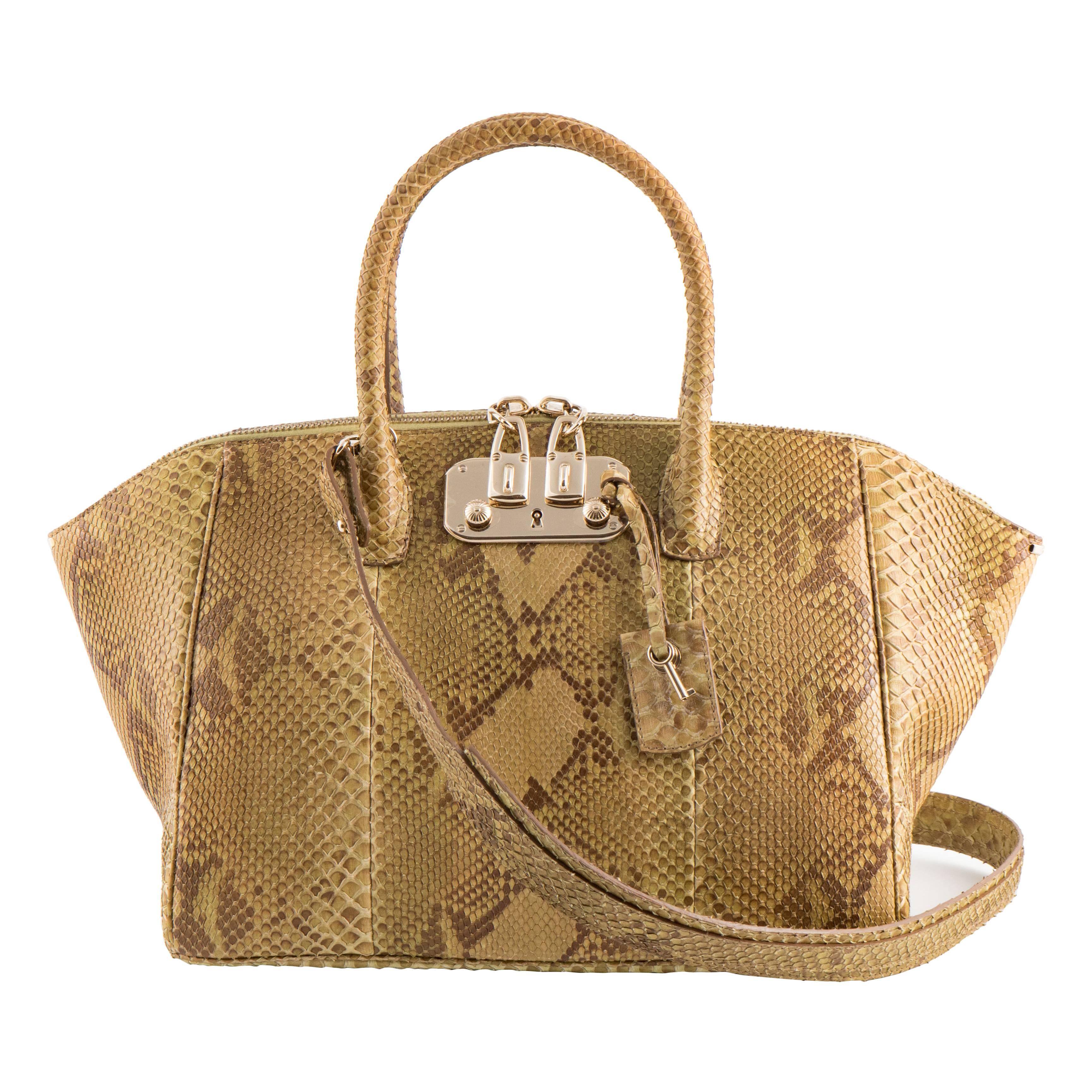 VBH Brera 34cm Natural Matte Cedro Python Top Handle Tote In New Condition For Sale In New York, NY