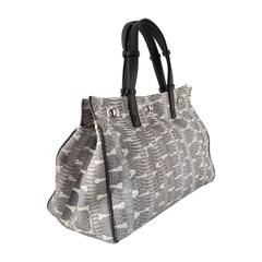 VBH Vault Matte Black/White Snakeskin Top Handle Tote