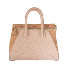 VBH Milano Small Shell/Desert Two Toned Ostrich Top Handle Tote