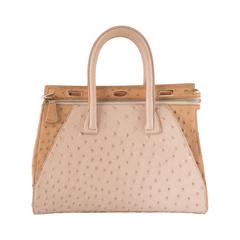 VBH Milano Small Shell/Desert Two Toned Ostrich Top Handle Tote