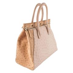 VBH Milano Small Shell/Desert Two Toned Ostrich Top Handle Tote