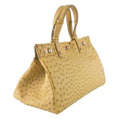 VBH Vault Media Lime Ostrich Top Handle Tote