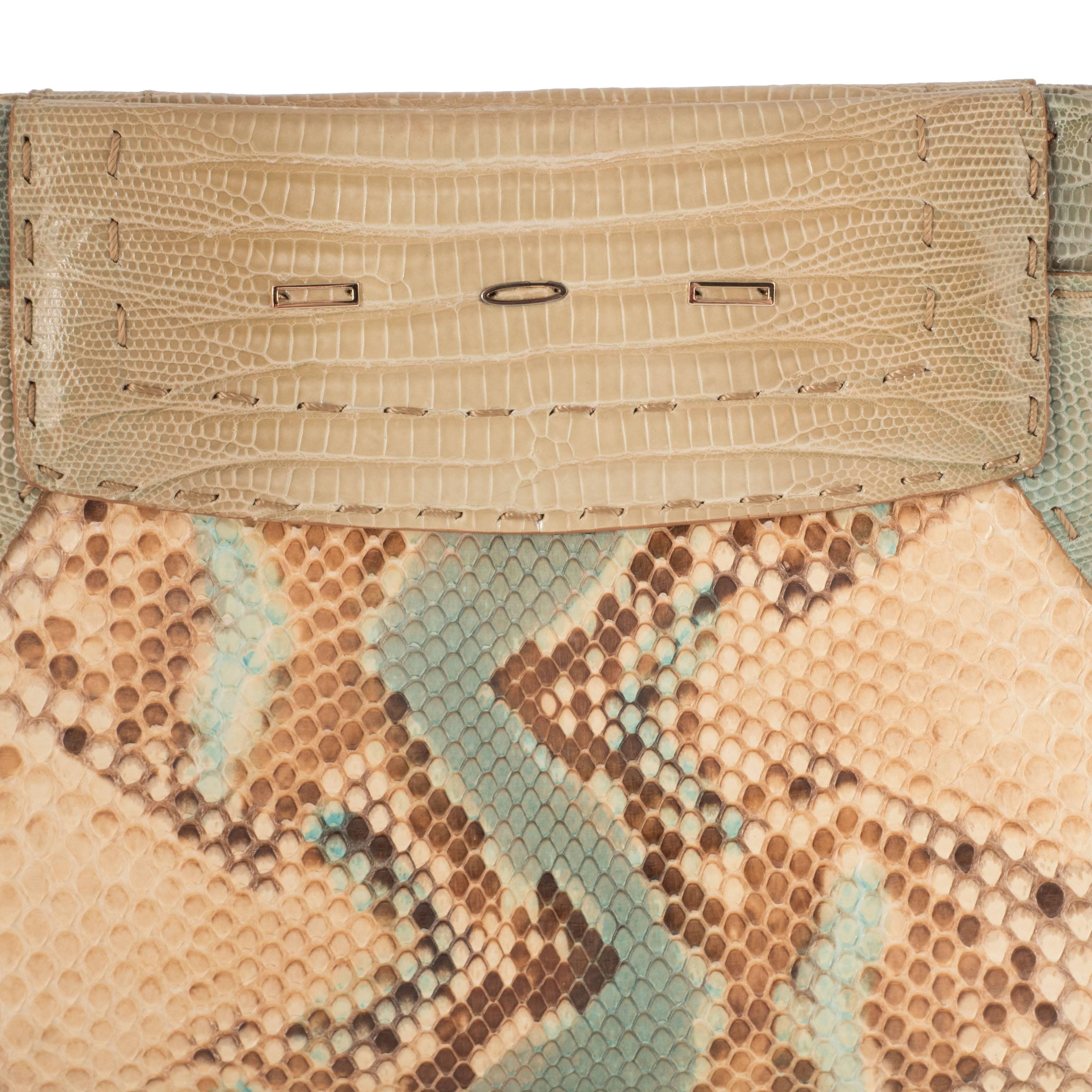 VBH Venus XL Degraded Python and Lizard Clutch In New Condition For Sale In New York, NY