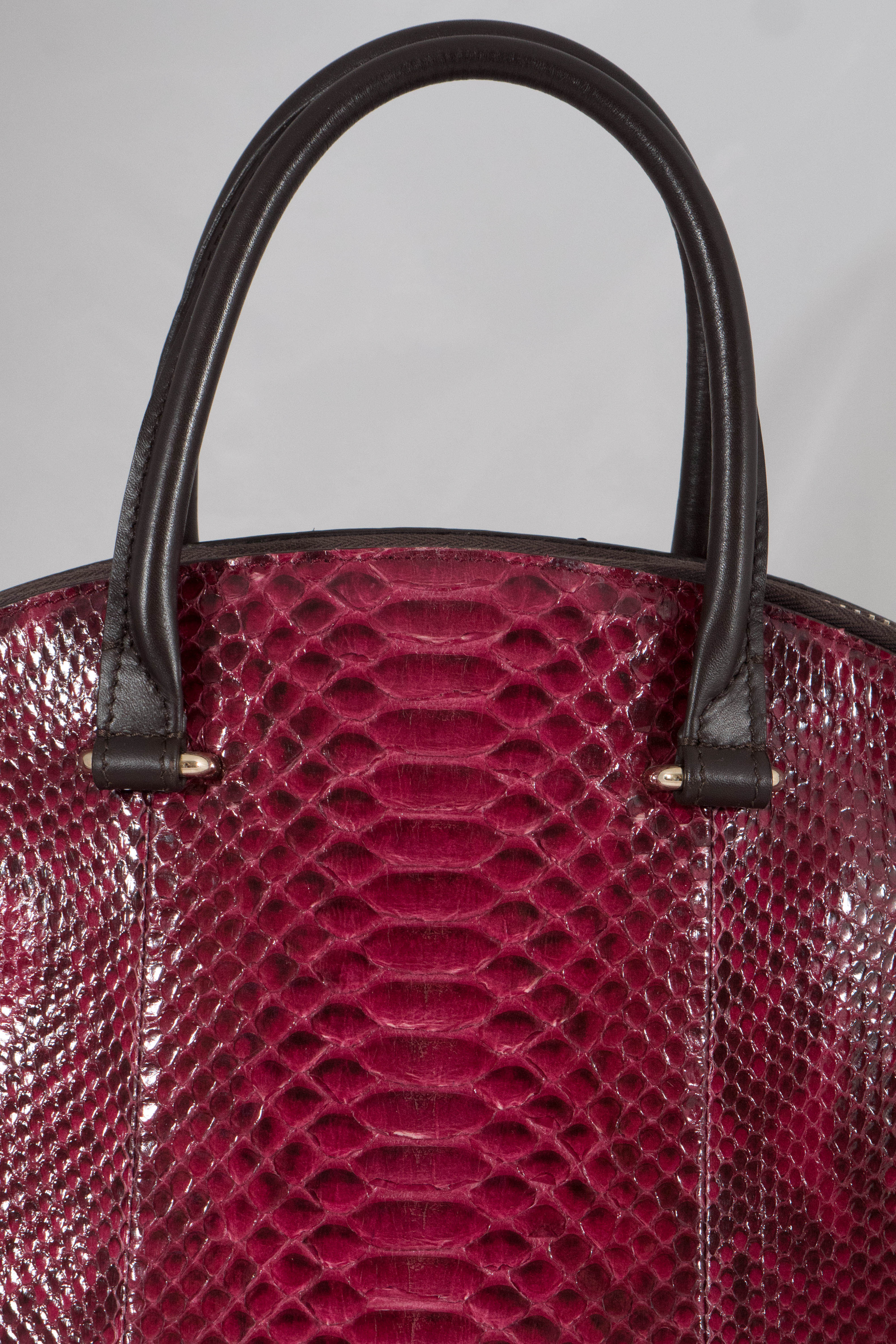 Brown VBH Trevi Siny Wine Python Top Handle Tote For Sale