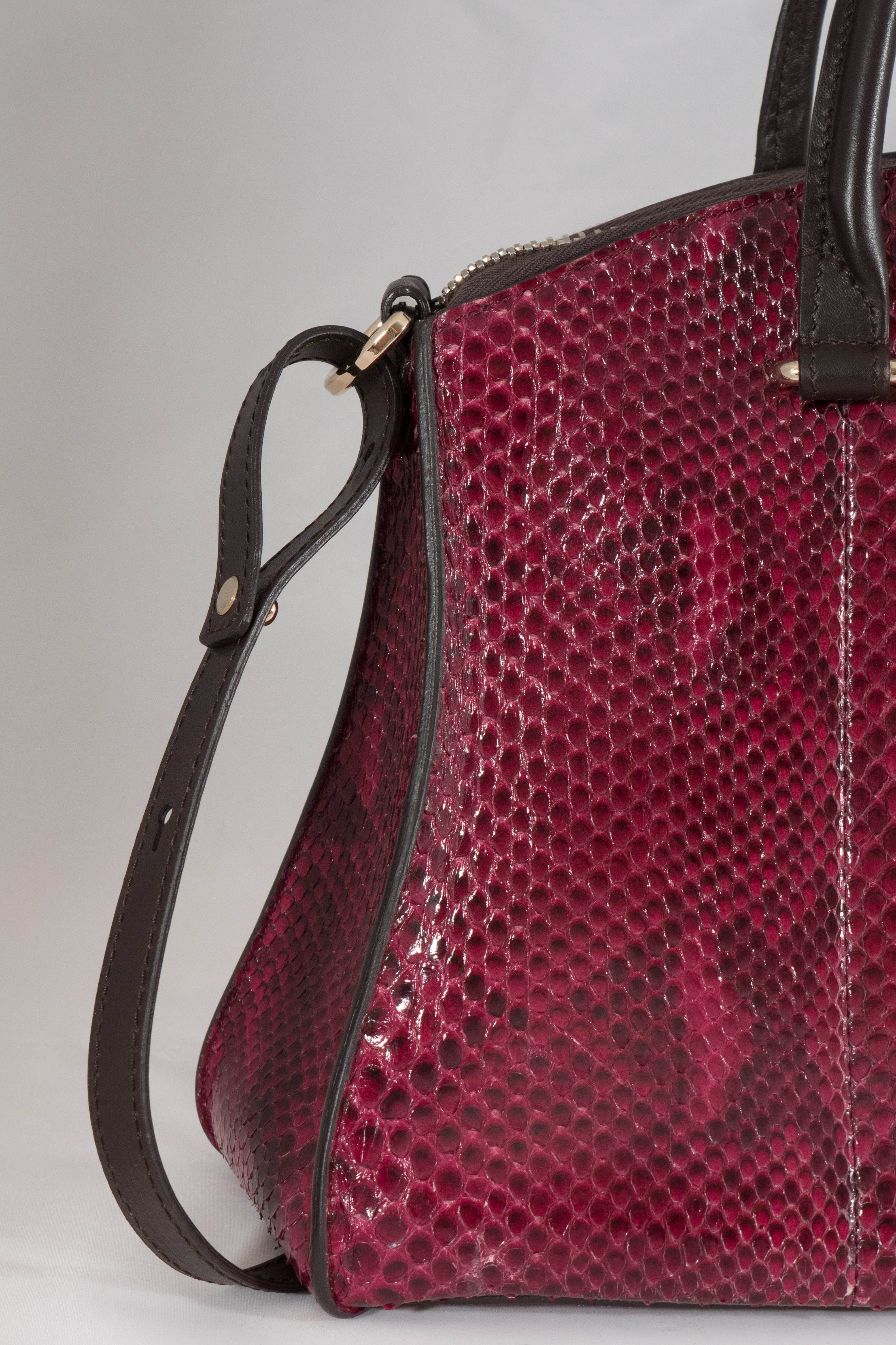 VBH Trevi Siny Wine Python Top Handle Tote In New Condition For Sale In New York, NY