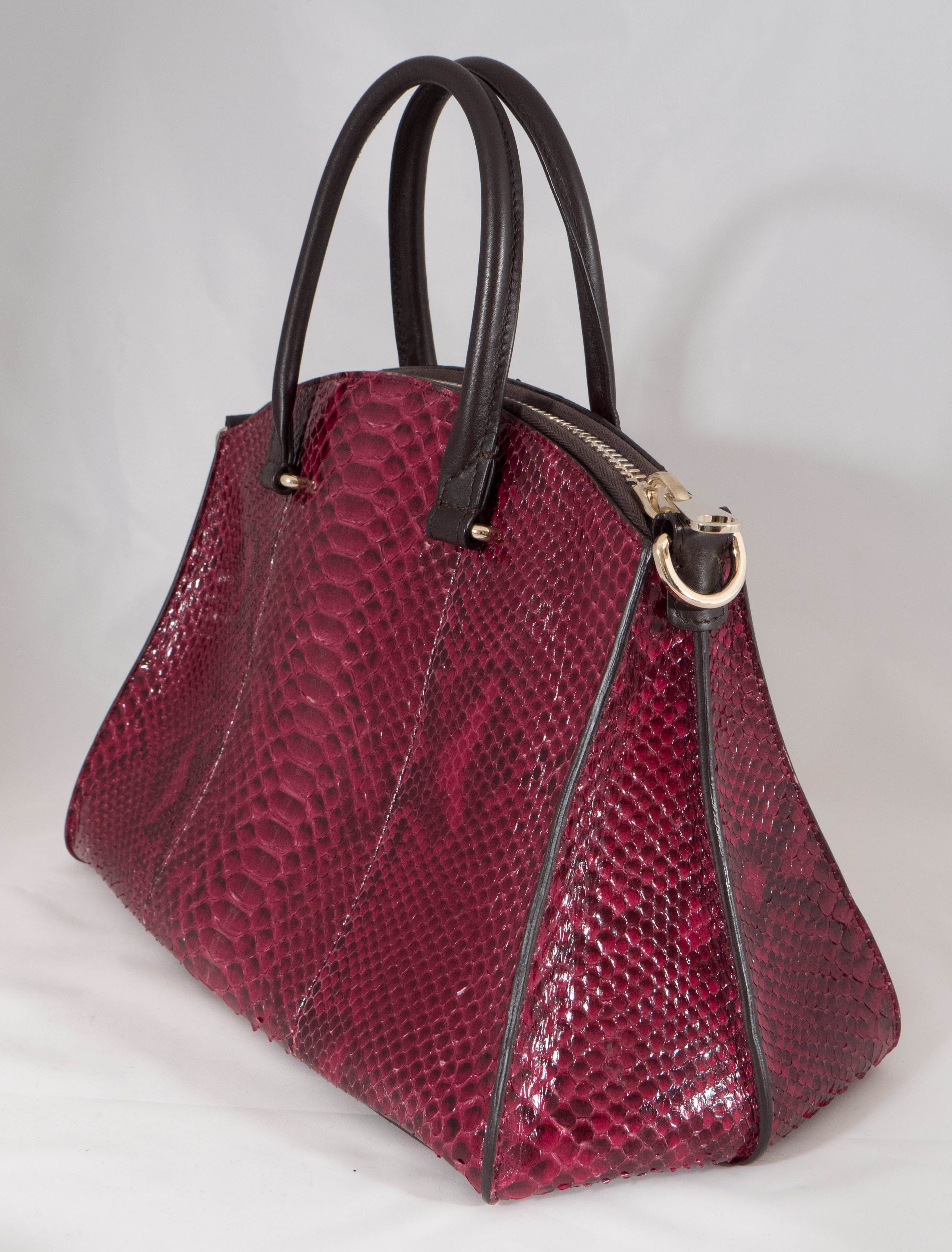 Women's VBH Trevi Siny Wine Python Top Handle Tote For Sale