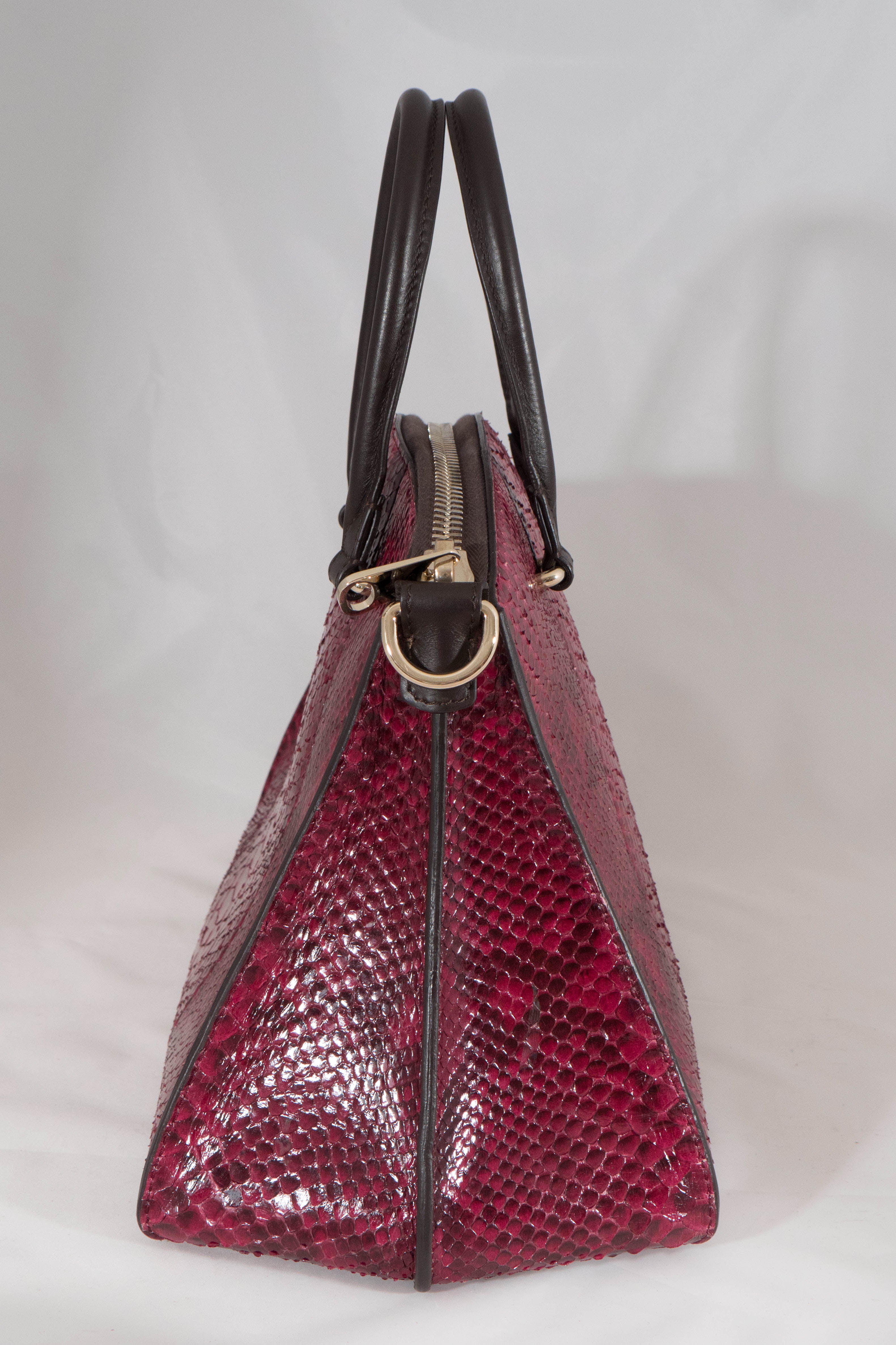 VBH Trevi Siny Wine Python Top Handle Tote For Sale 1