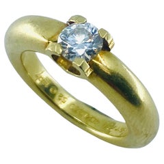 Retro Cartier Solitaire Diamond Ring 18k Gold 