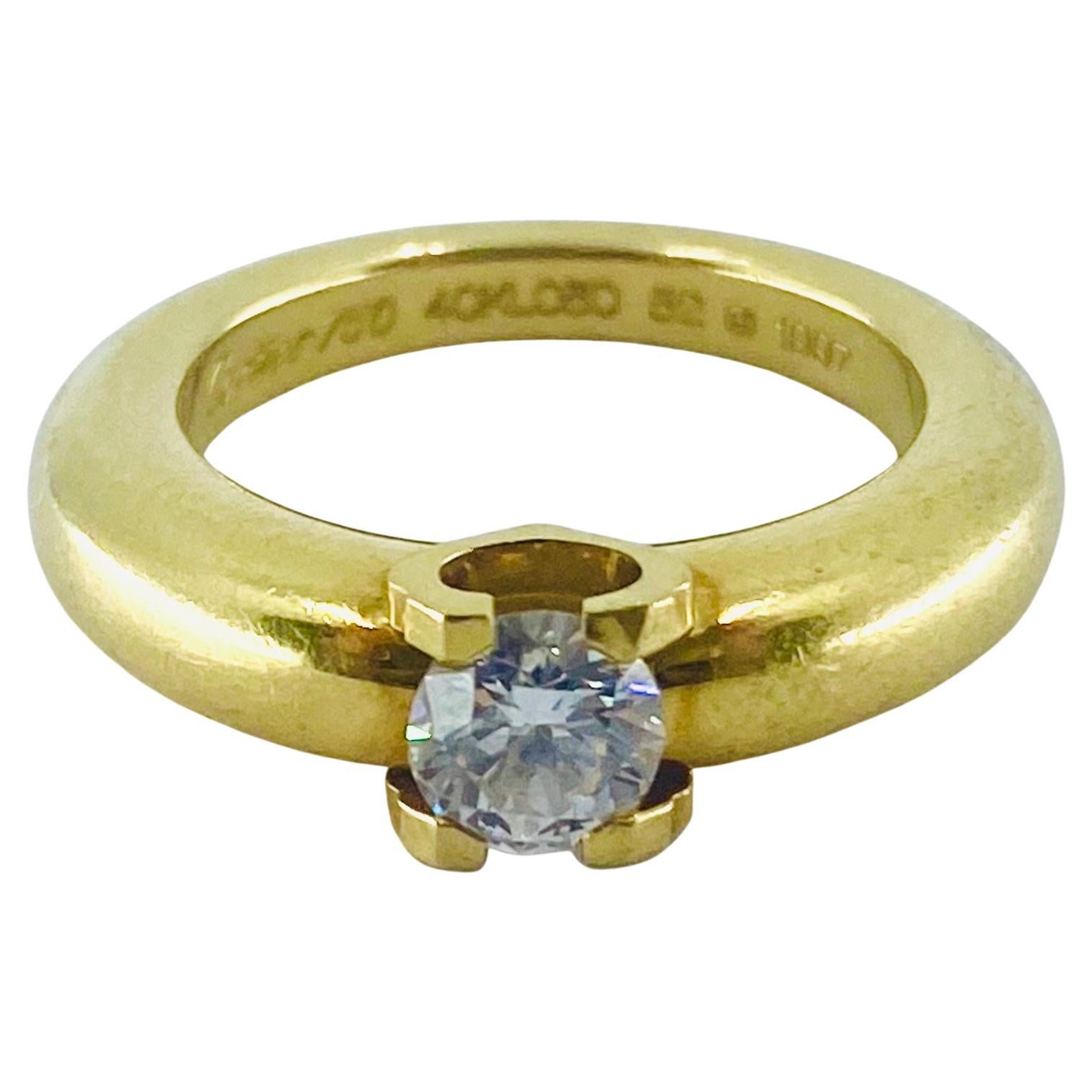 Women's or Men's Cartier Solitaire Diamond Ring 18k Gold 