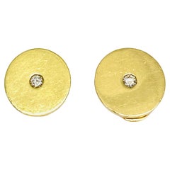 Bulgari Gold Diamond Earrings Button Shape