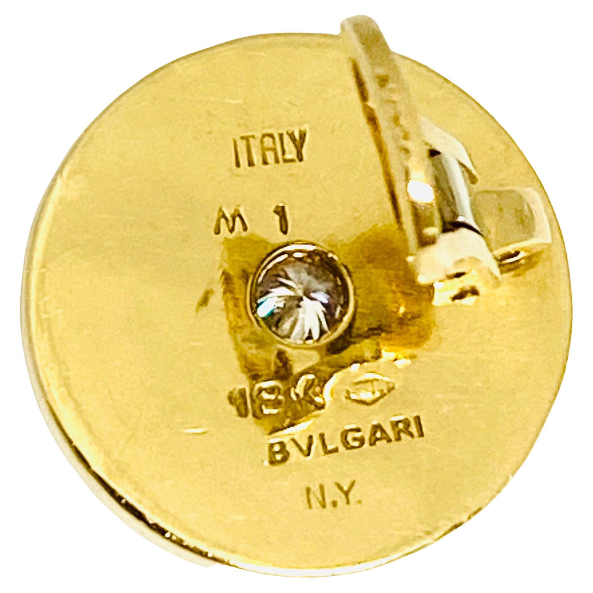 Women's Bulgari Gold Diamond Earrings Button Shape