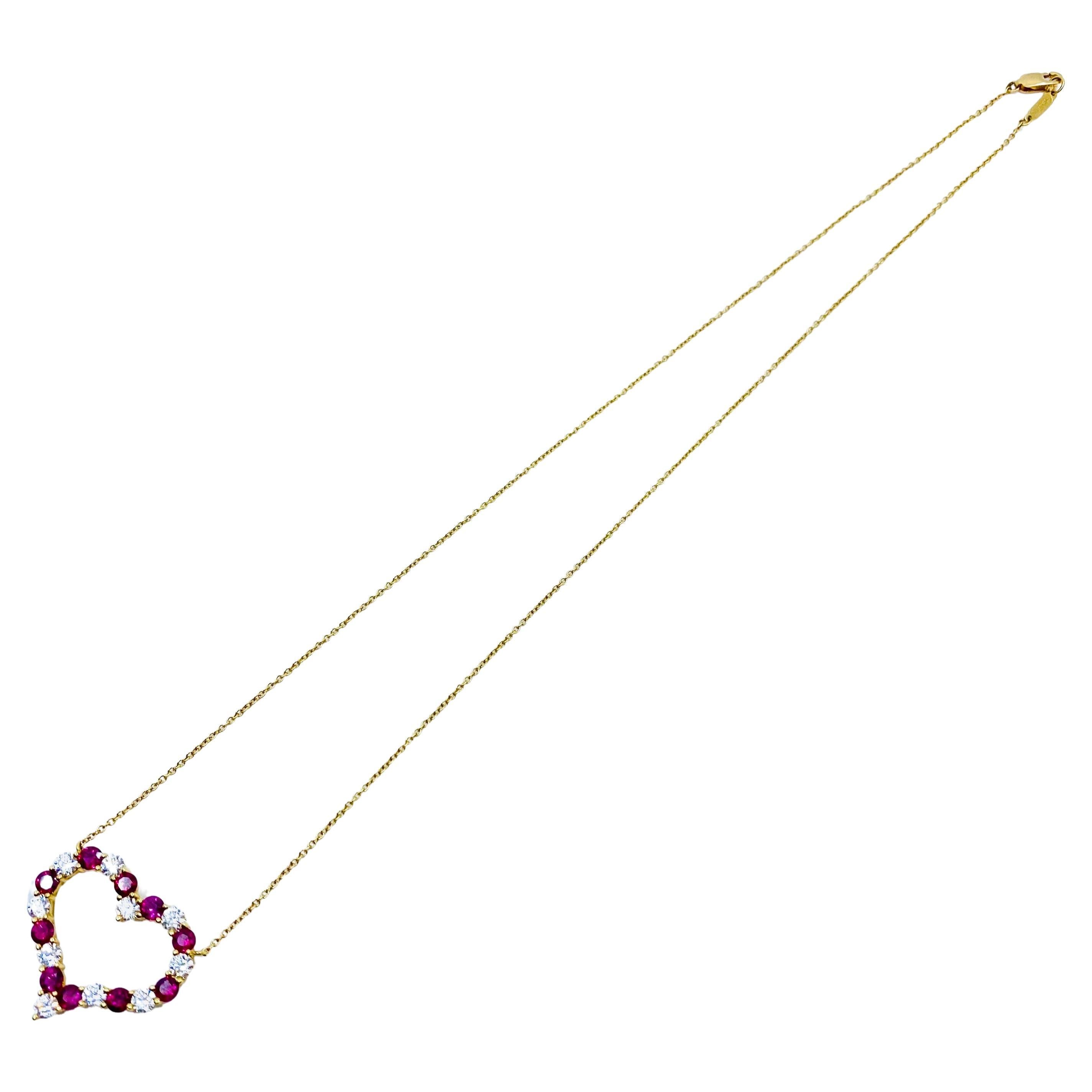 Tiffany & Co. Pendentif coeur or 18k diamant rubis Pour femmes en vente
