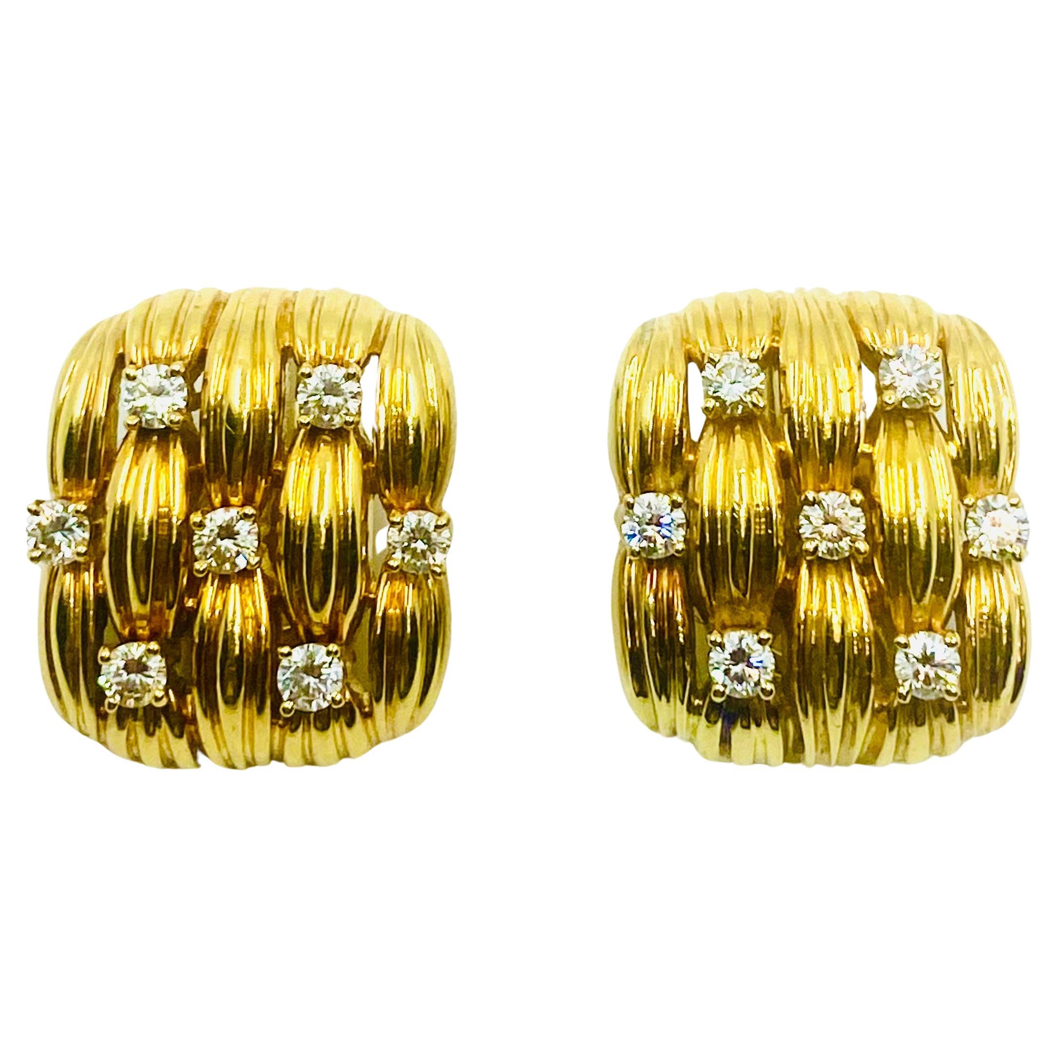 Tiffany & Co. Earrings 18K Gold Diamond For Sale