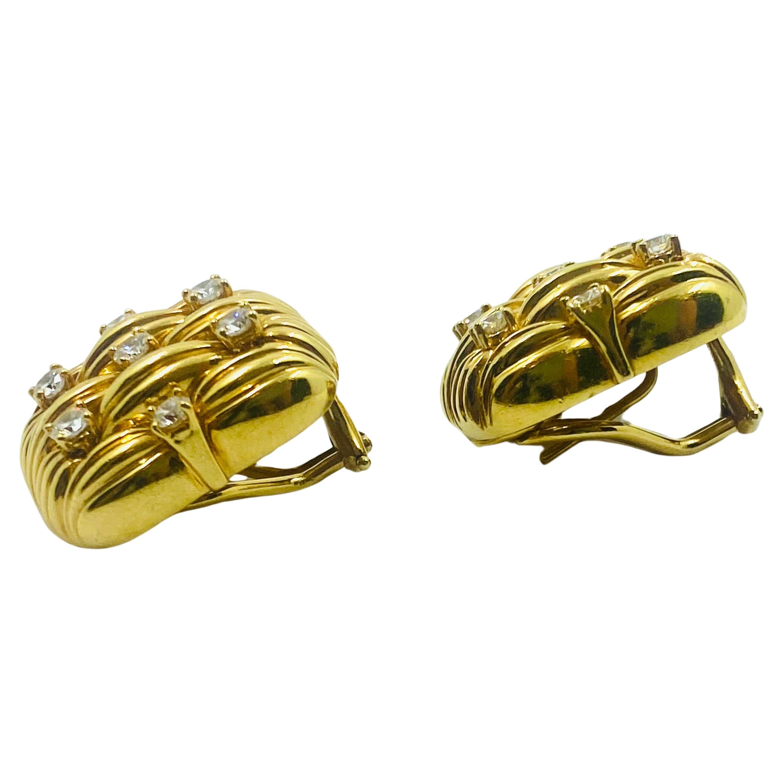 Tiffany & Co. Earrings 18K Gold Diamond For Sale 4