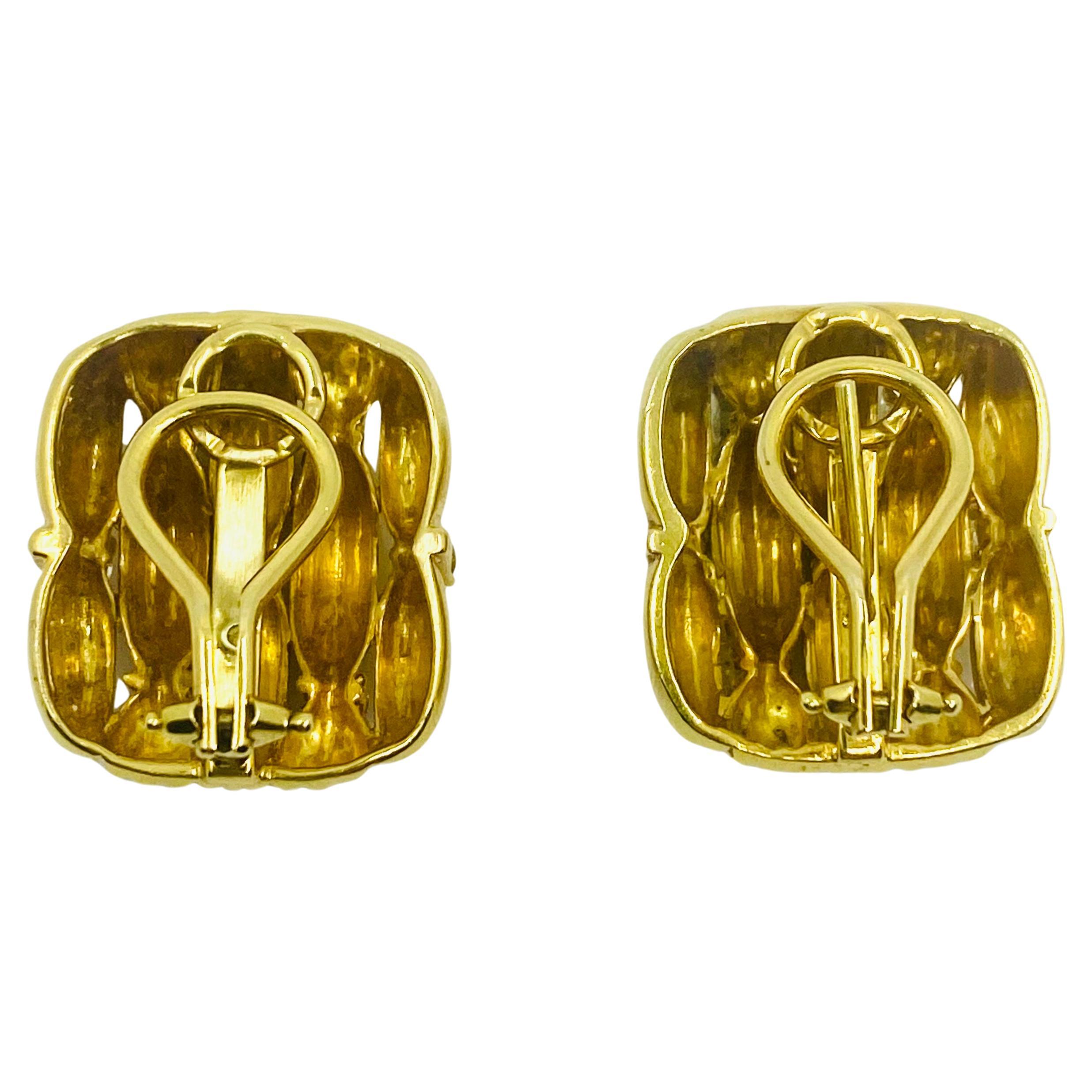 Women's Tiffany & Co. Earrings 18K Gold Diamond For Sale