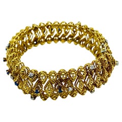 Retro Cartier Gold Bracelet Sapphire Diamond
