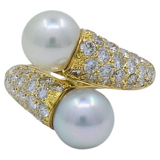 Van Cleef & Arpels Toi Et Moi 18k Gold Pearl Diamond Ring