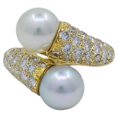 Van Cleef & Arpels Toi Et Moi 18k Gold Perlen-Diamantring