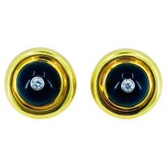 Paloma Picasso Vintage Ohrringe 18k Gold Onyx Diamant