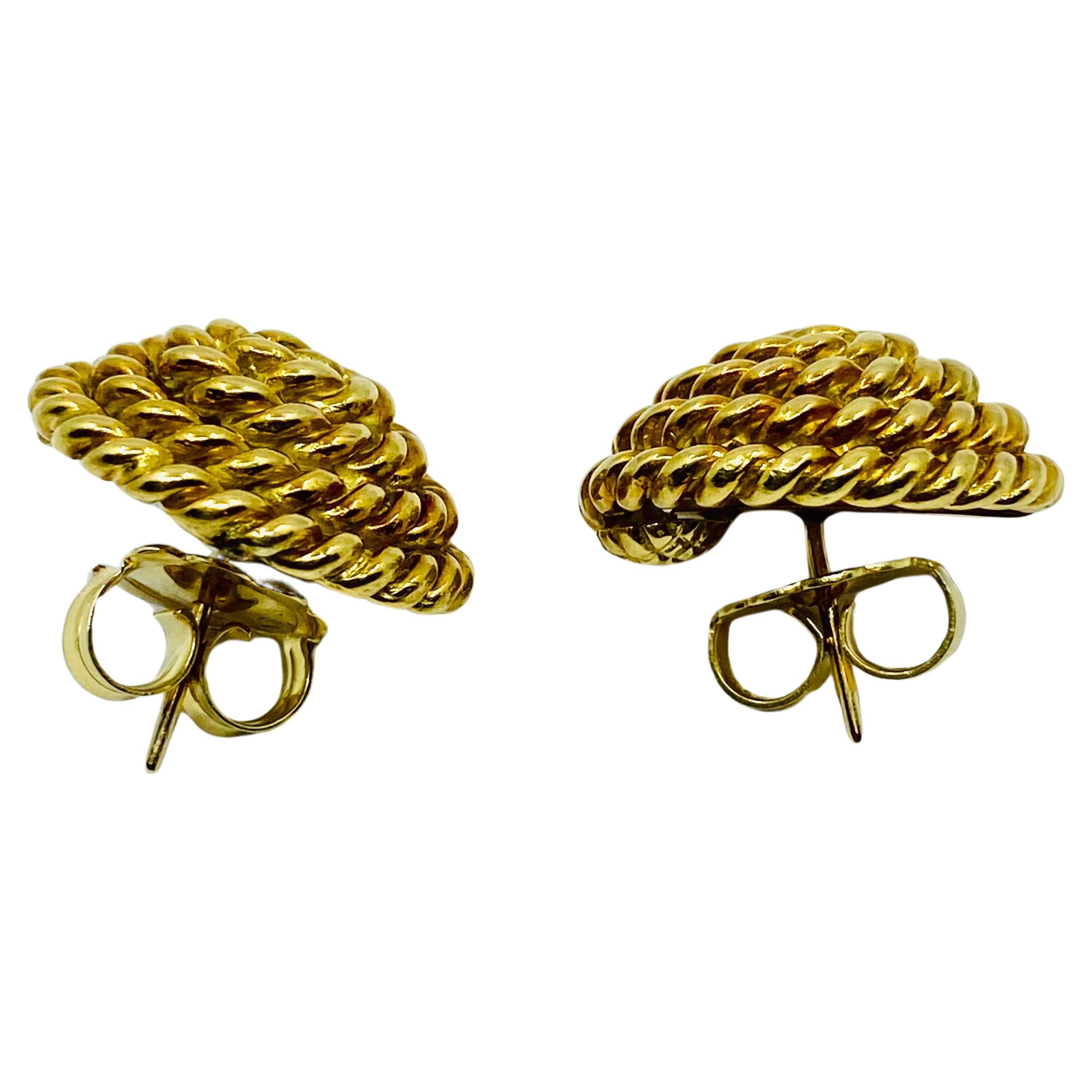 Tiffany & Co. 18k Gold Rope Earrings Stud For Sale 1