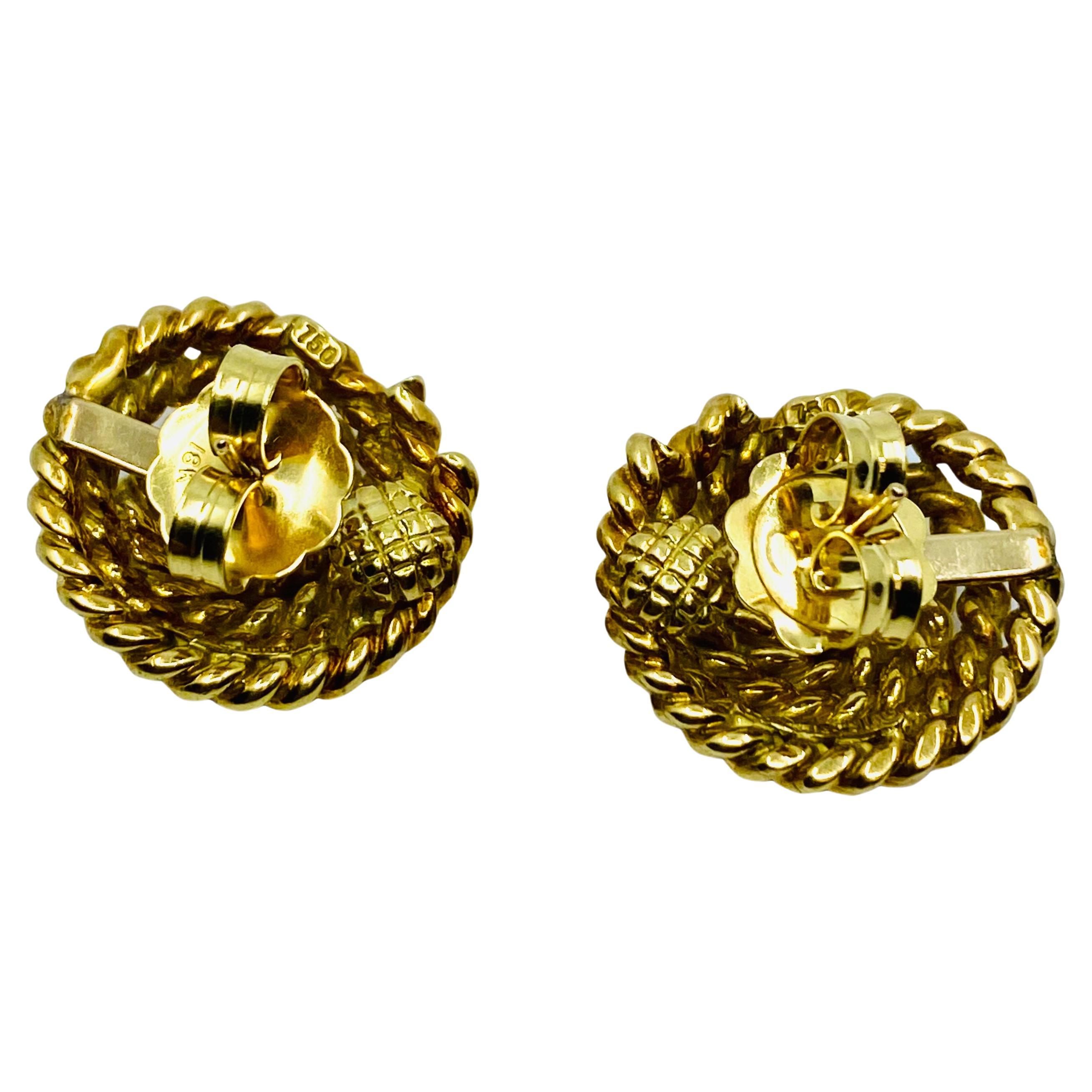 Women's Tiffany & Co. 18k Gold Rope Earrings Stud For Sale