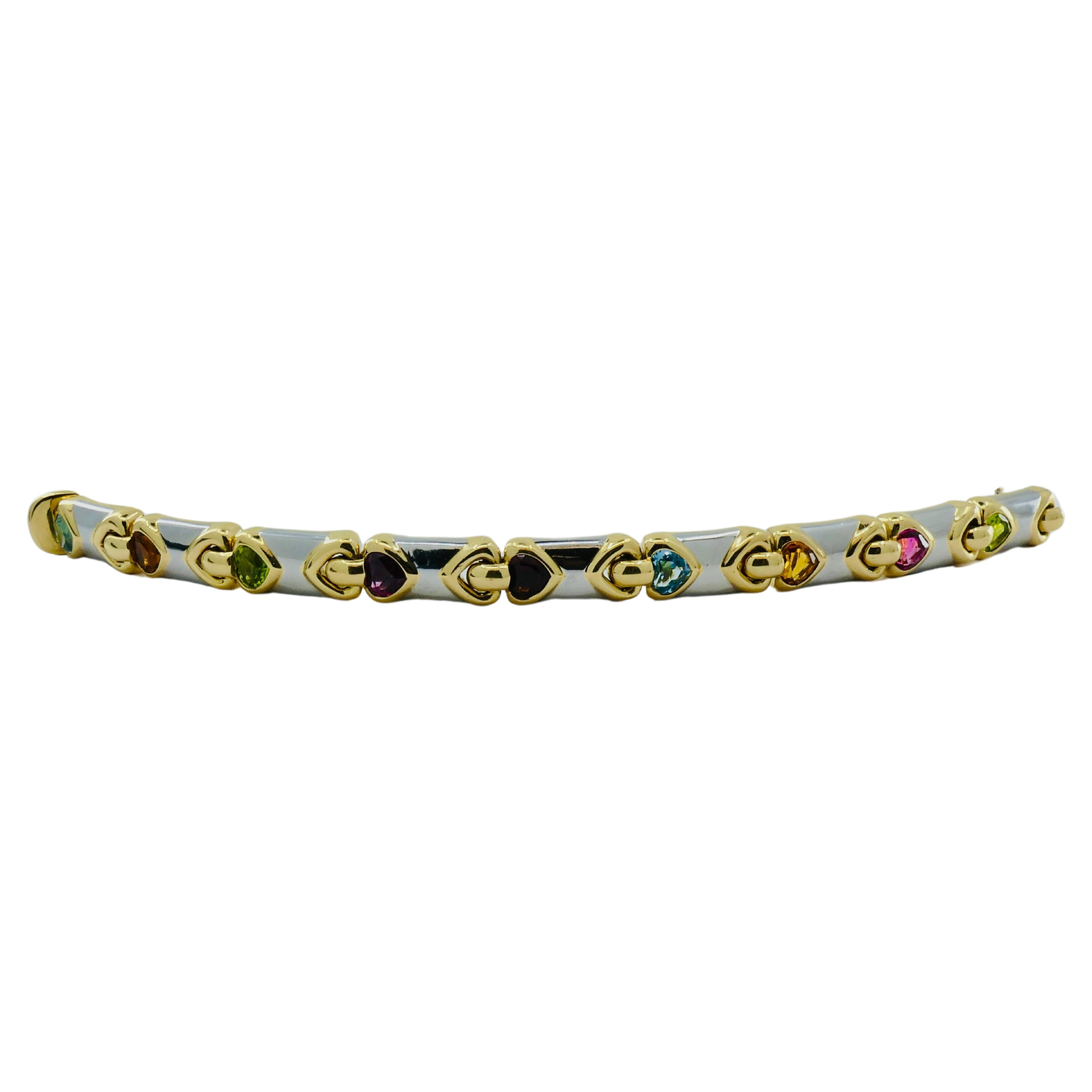Bulgari Doppio Cuore Bracelet 18k Two-Tone Gold Gemstones 2
