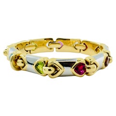 Bulgari Doppio Cuore Bracelet 18k Two-Tone Gold Gemstones