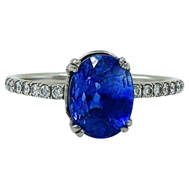 Platin Saphir Diamant Ring Vintage By im Angebot