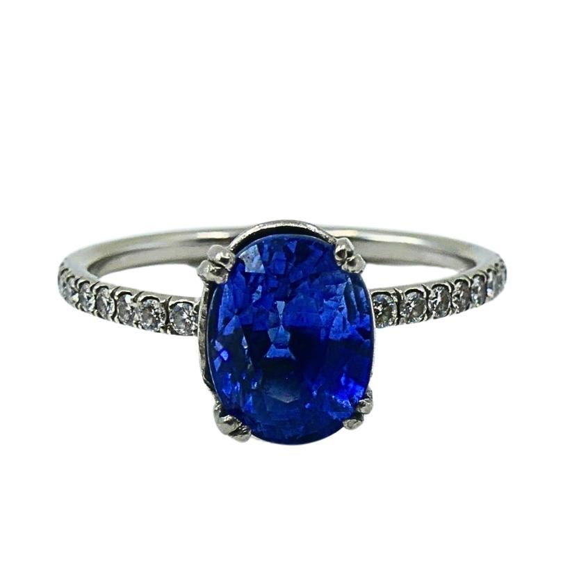 Platin Saphir Diamant Ring Vintage By Damen im Angebot