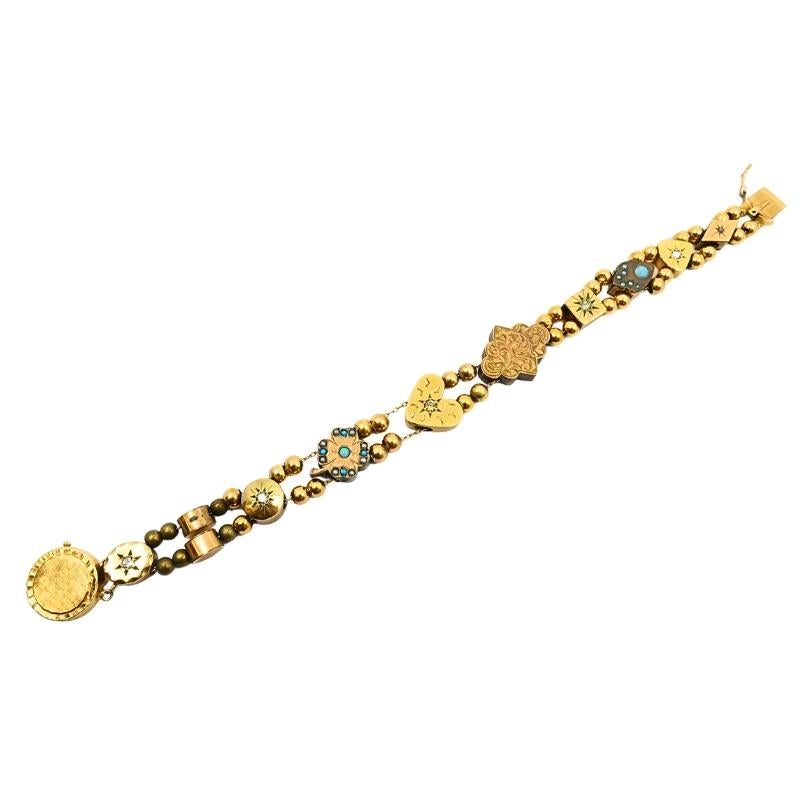 Bracelet ancien en or 14k pierres précieuses Pour femmes en vente
