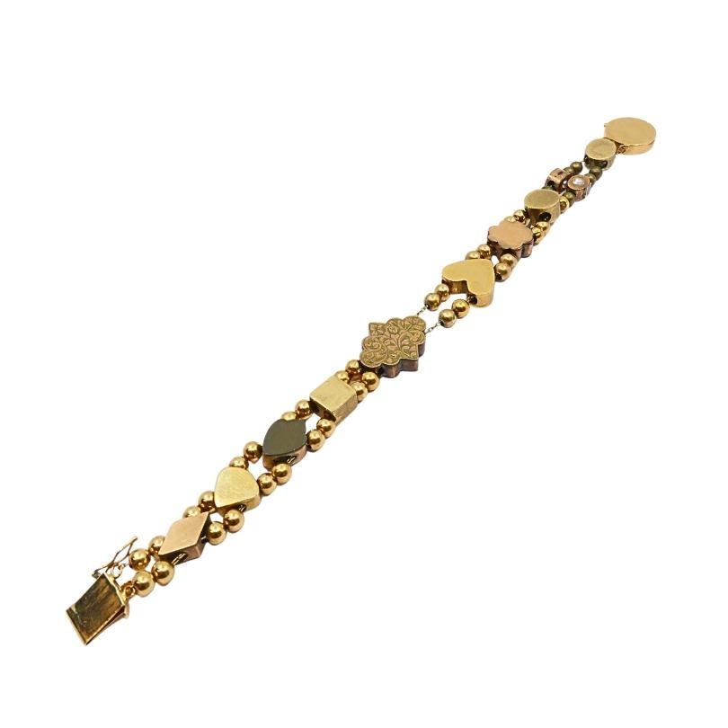 Bracelet ancien en or 14k pierres précieuses en vente 2