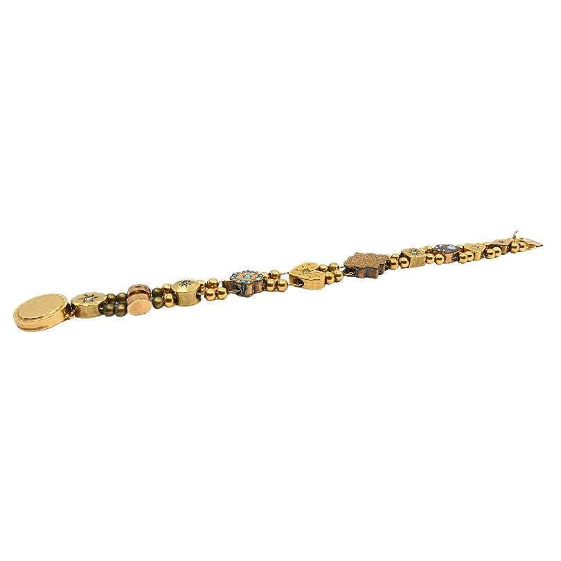 Bracelet ancien en or 14k pierres précieuses en vente 1