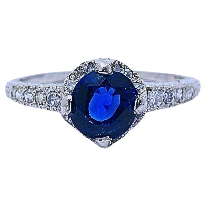 Art Deco Ring Diamant Platin Saphir im Angebot