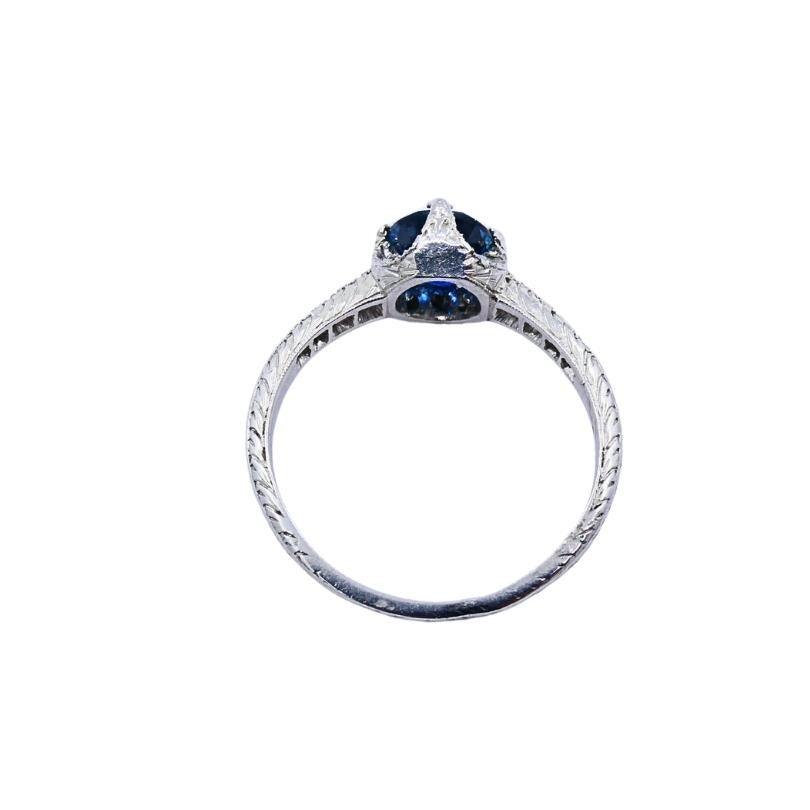 Art Deco Ring Diamant Platin Saphir im Angebot 2