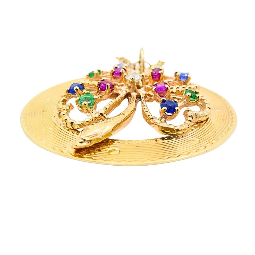 Oro 14K  Collana con ciondolo a forma di trifoglio in vendita 2