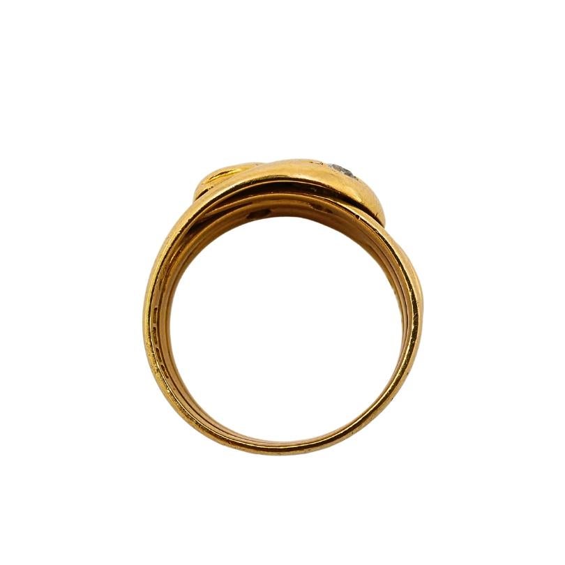 Bague victorienne serpent à deux têtes Or 18k Diamant en vente 1