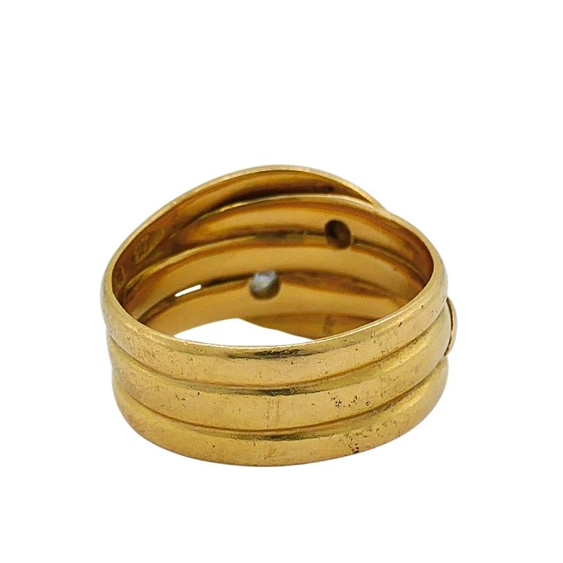 Bague victorienne serpent à deux têtes Or 18k Diamant Unisexe en vente