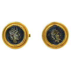 Vintage Cufflinks 14k Gold Ancient Coin Design Estate Jewelry